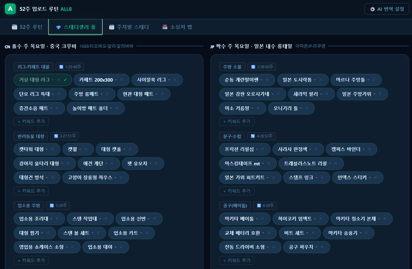 52주 업로드 루틴 — 스테디셀러 풀